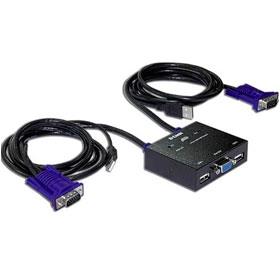 D-Link KVM-222 B1 2-Port USB KVM Switch with built-in cables